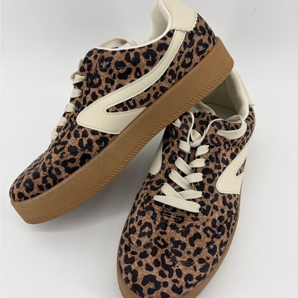NWOT Dolce Vita Russo Leopard Print Brown Low Top Lace Up Sneakers Women Size 8 - Picture 3 of 7
